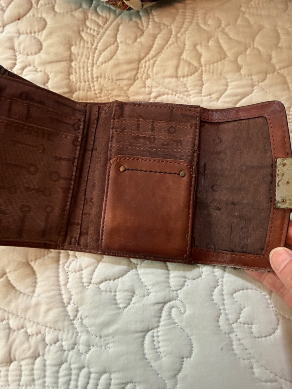 Fossil Leopard Print Calf Hair Trifold Wallet - Picture 4 of 6